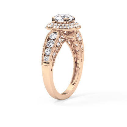 Round Halo & Pave Lab Grown Diamond Engagement Ring