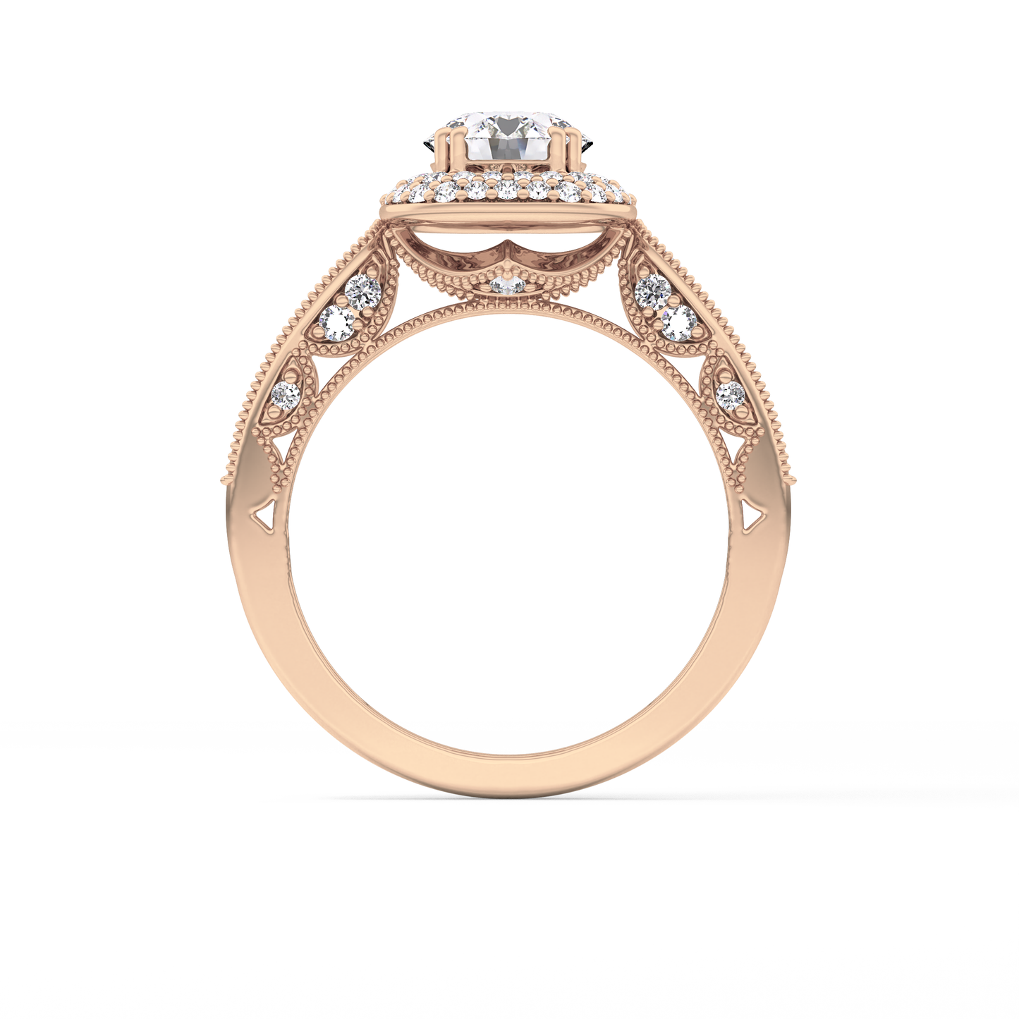 Round Halo & Pave Lab Grown Diamond Engagement Ring