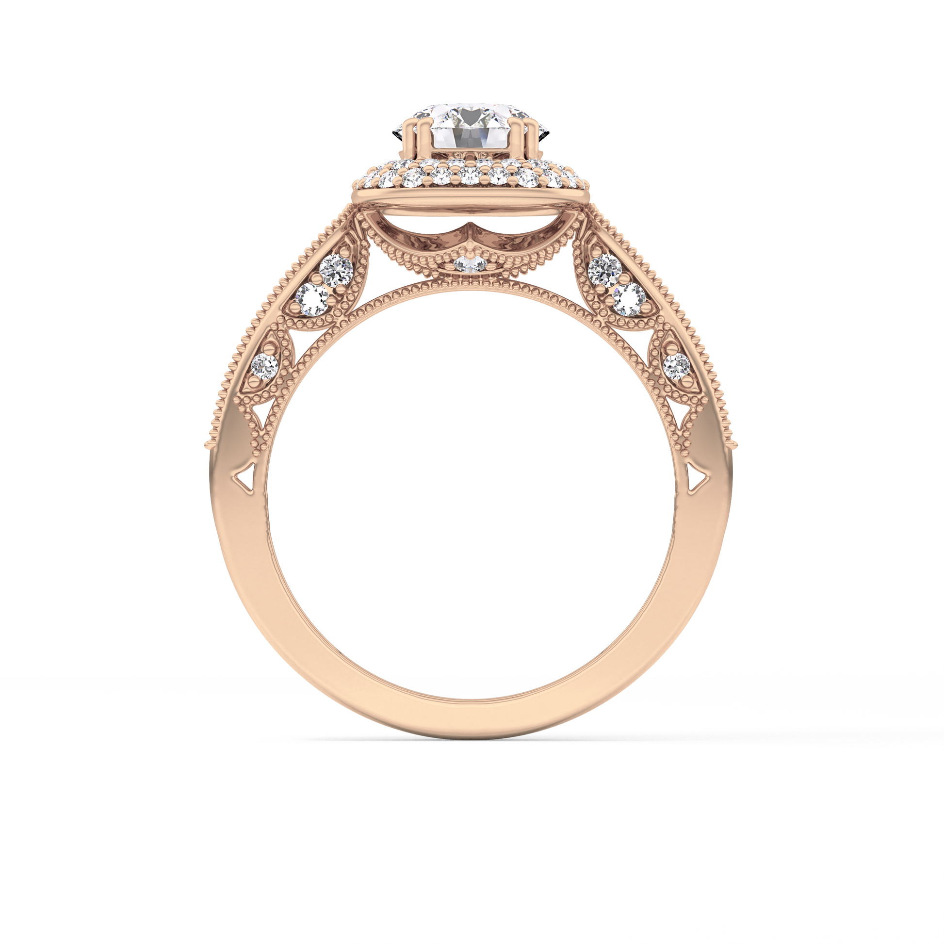 Round Halo & Pave Lab Grown Diamond Engagement Ring