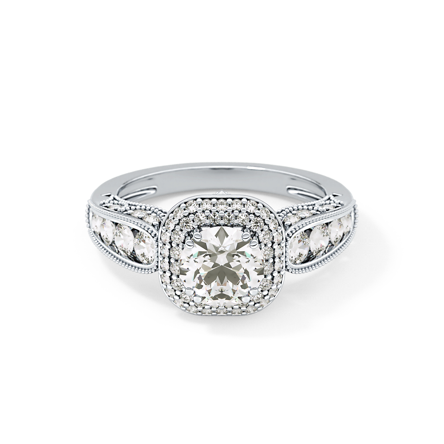 Round Halo & Pave Lab Grown Diamond Engagement Ring