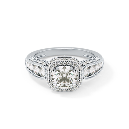 Round Halo & Pave Lab Grown Diamond Engagement Ring