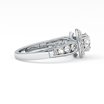 Round Halo & Pave Lab Grown Diamond Engagement Ring