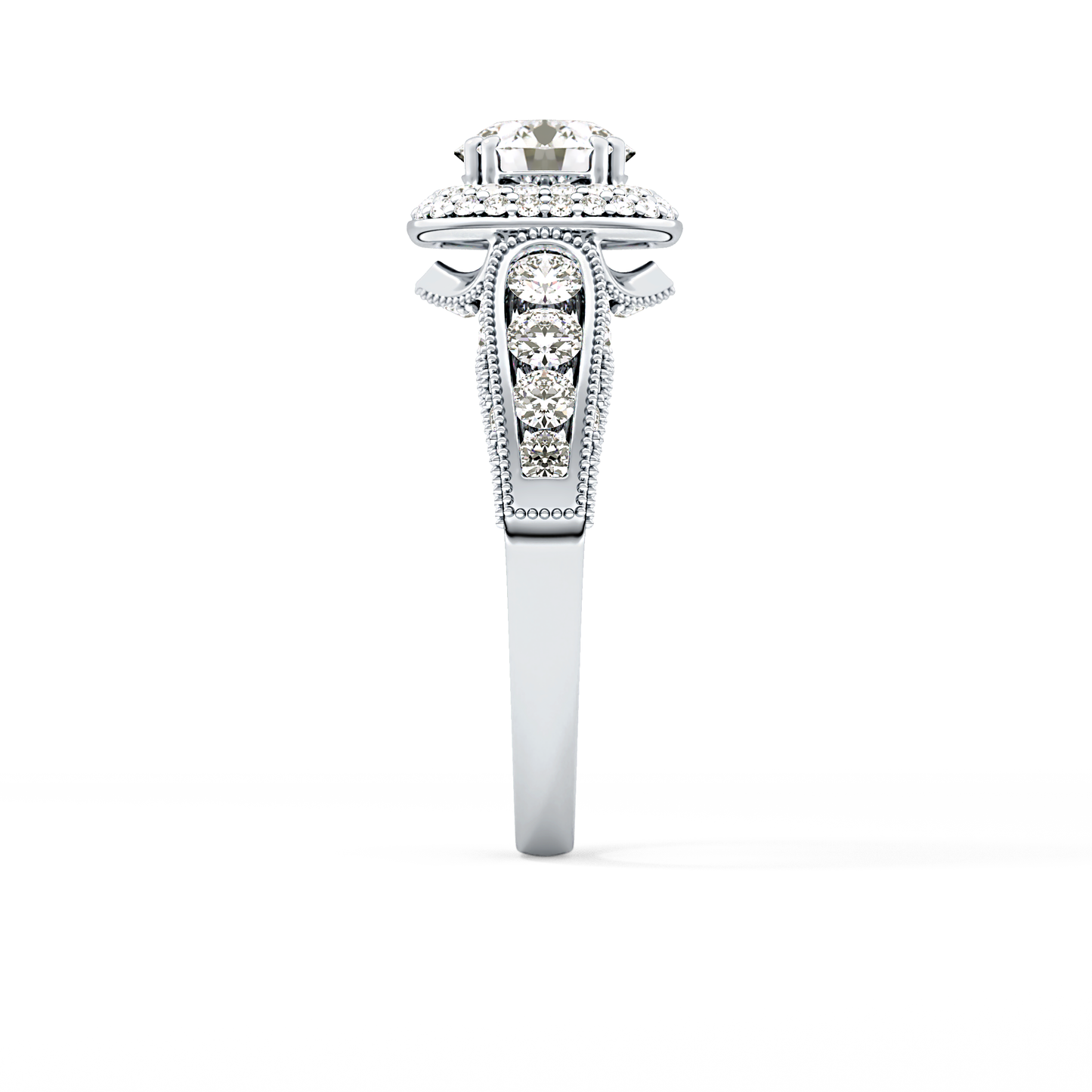 Round Halo & Pave Lab Grown Diamond Engagement Ring