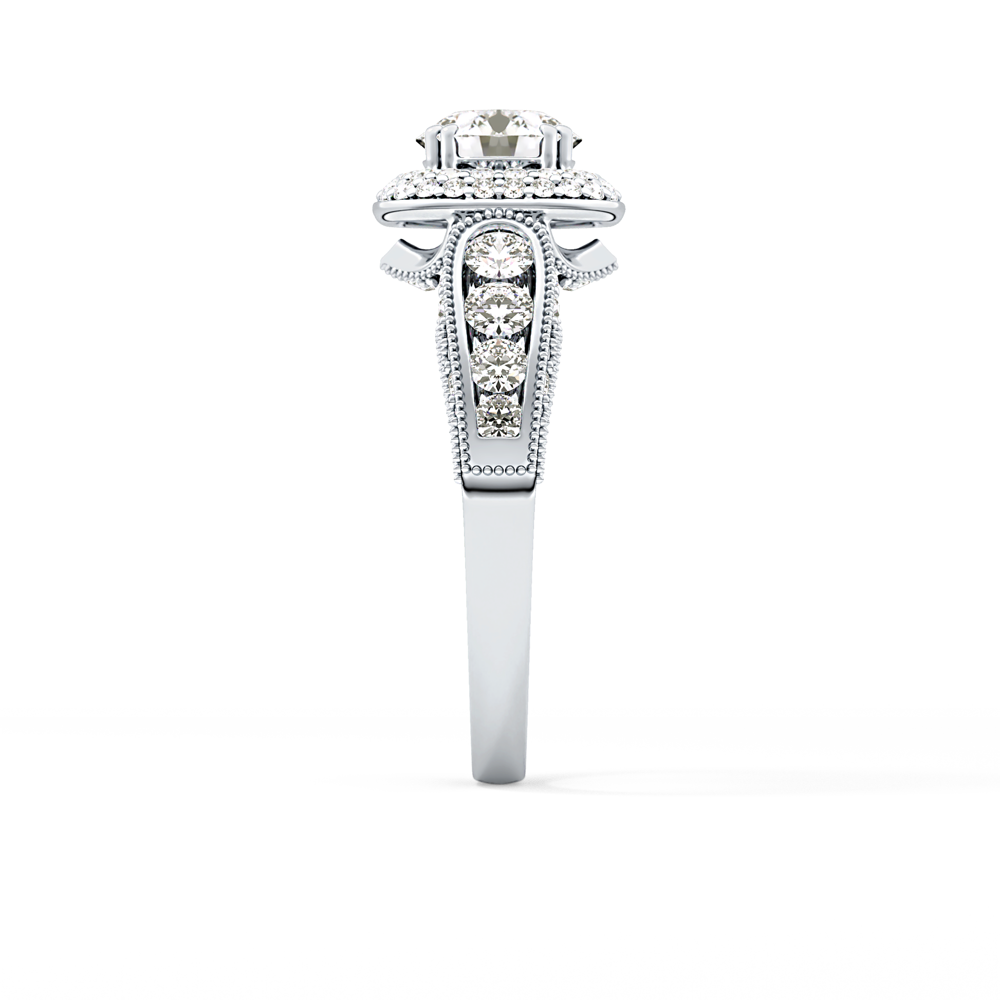 Round Halo & Pave Lab Grown Diamond Engagement Ring