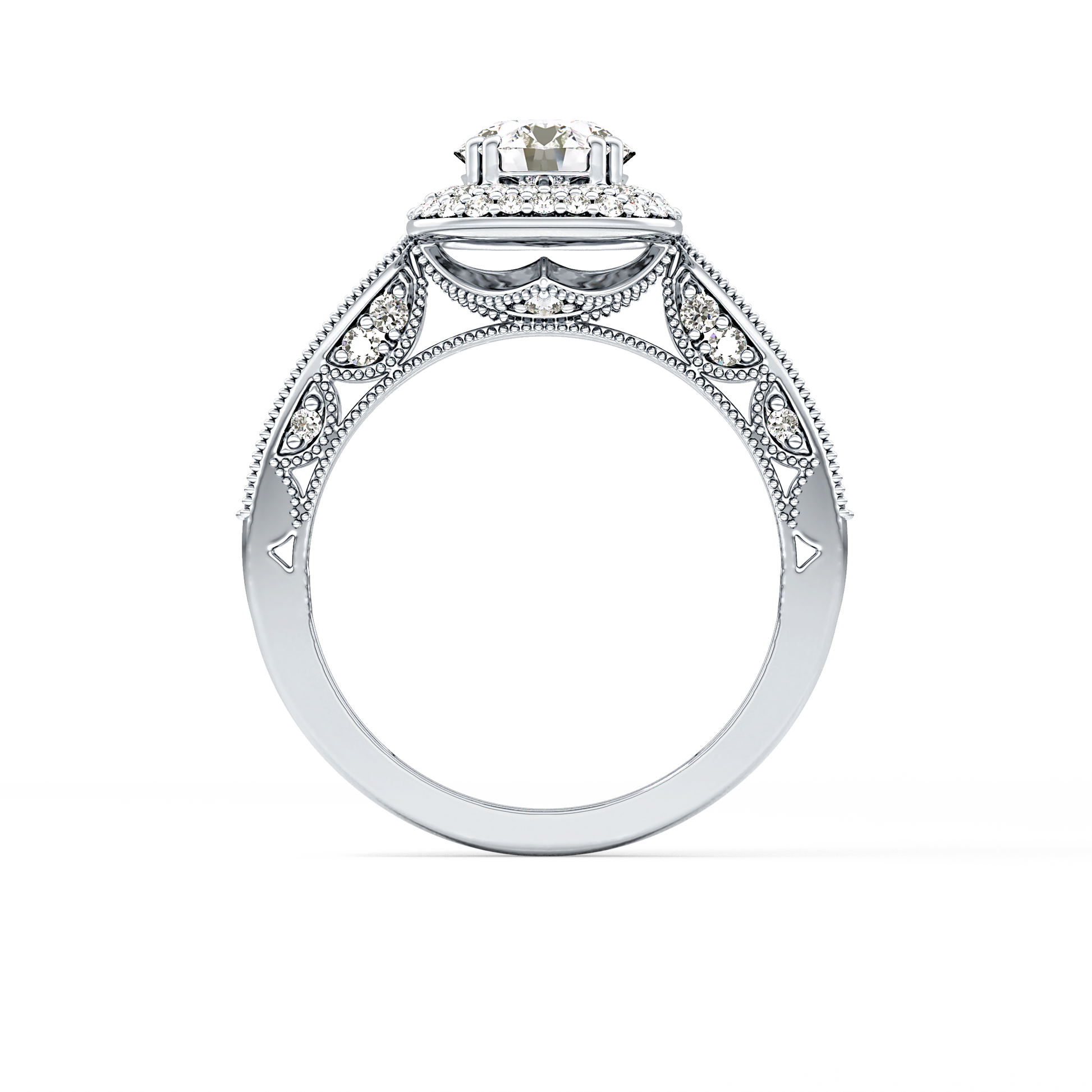 Round Halo & Pave Lab Grown Diamond Engagement Ring