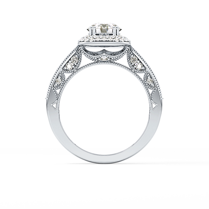 Round Halo & Pave Lab Grown Diamond Engagement Ring
