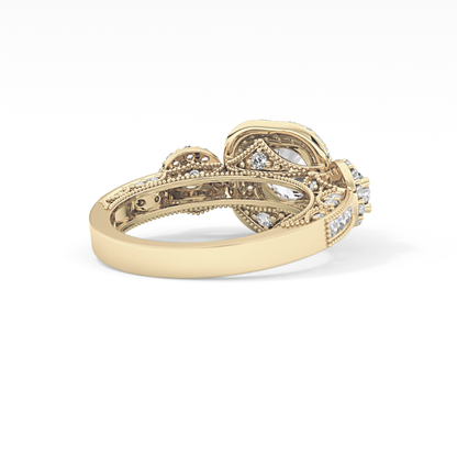 Round Cut Cluster Lab Grown Diamond Engagement Ring