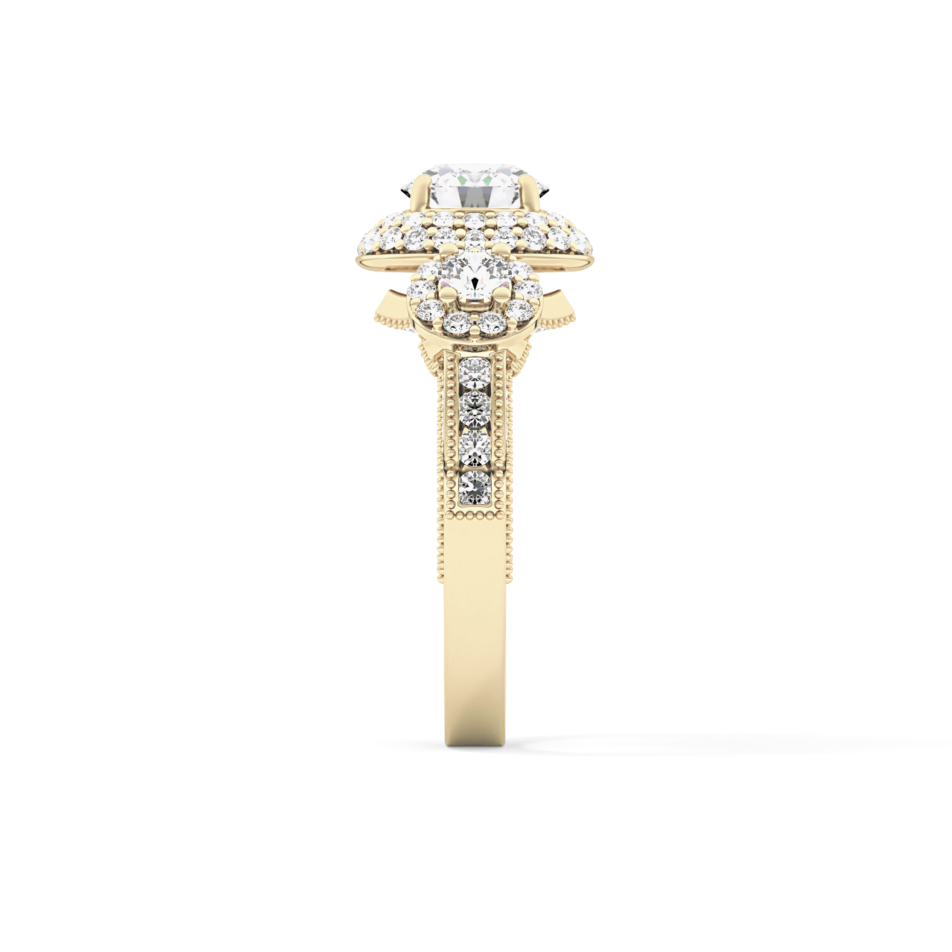 Round Cut Cluster Lab Grown Diamond Engagement Ring