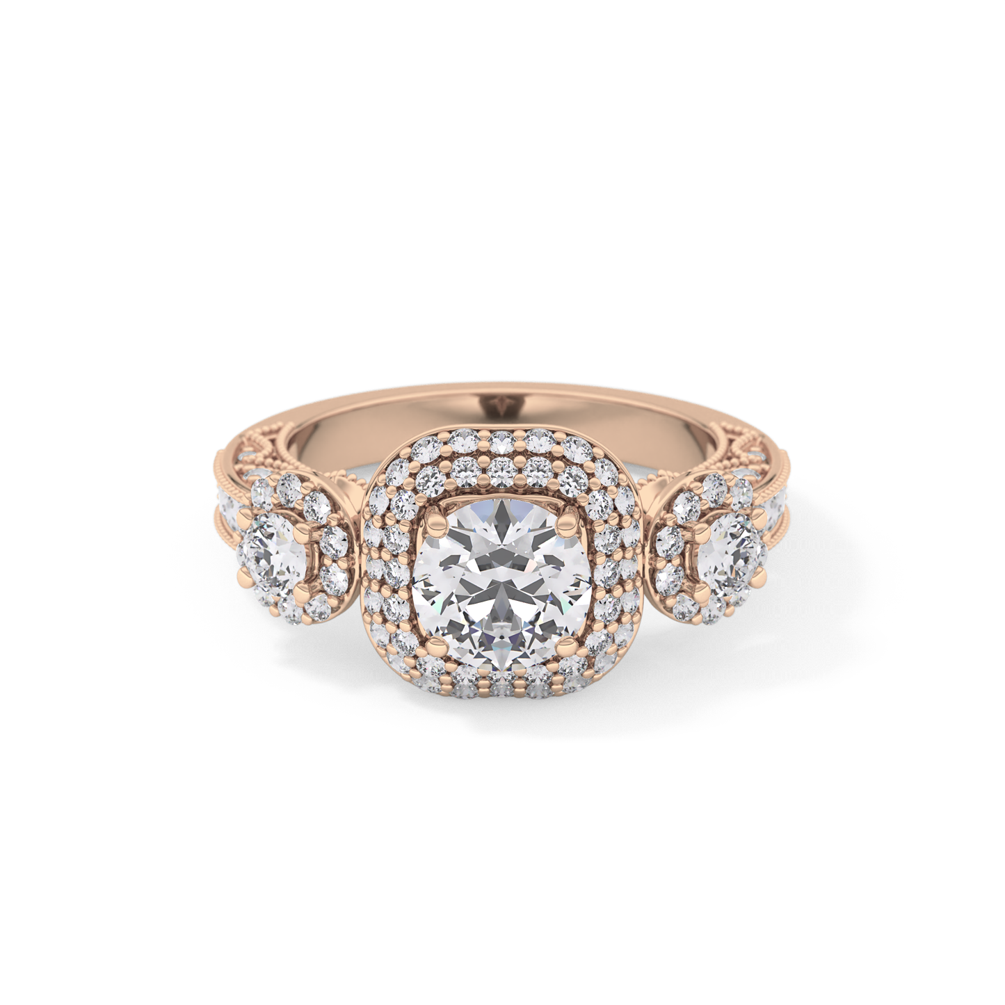 Round Cut Cluster Lab Grown Diamond Engagement Ring