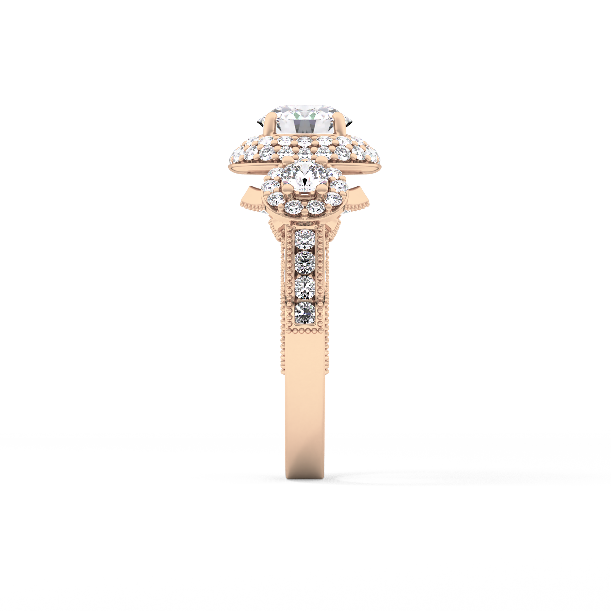 Round Cut Cluster Lab Grown Diamond Engagement Ring