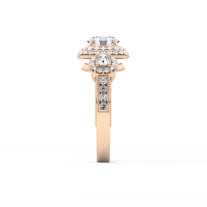 Round Cut Cluster Lab Grown Diamond Engagement Ring