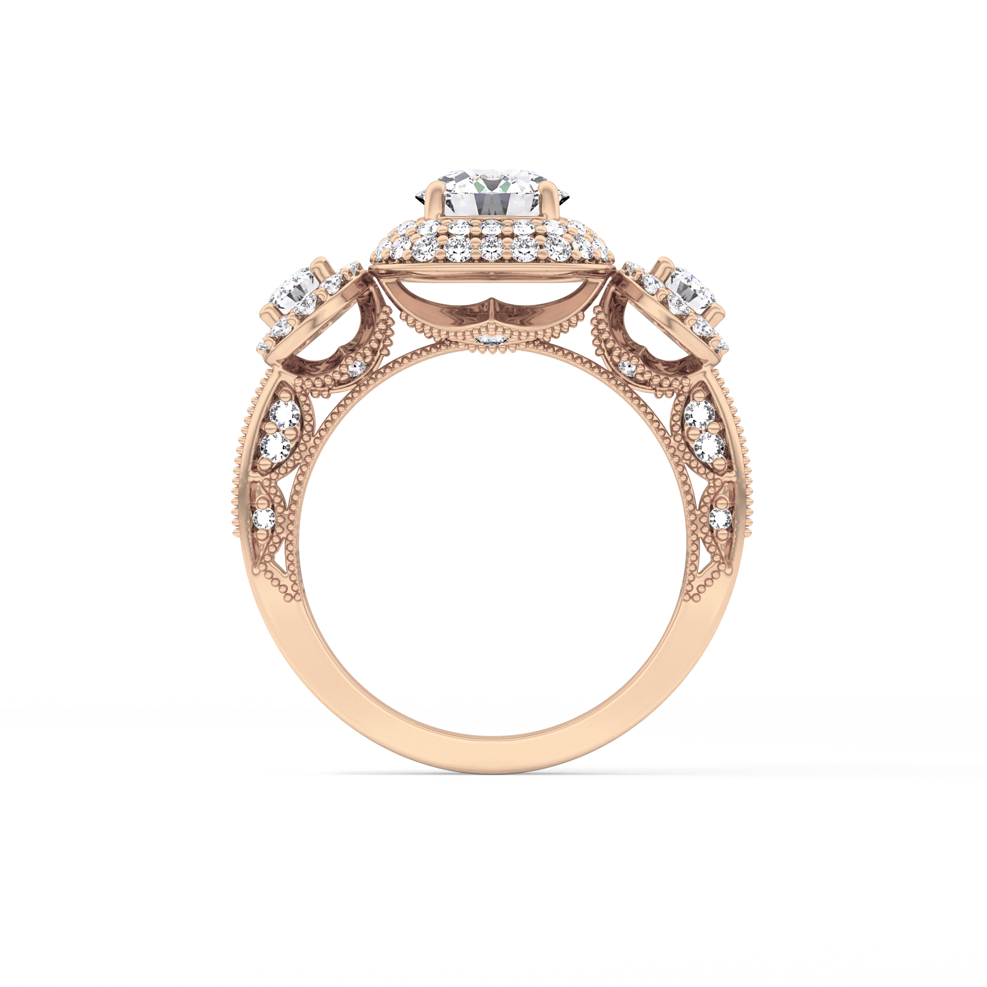 Round Cut Cluster Lab Grown Diamond Engagement Ring