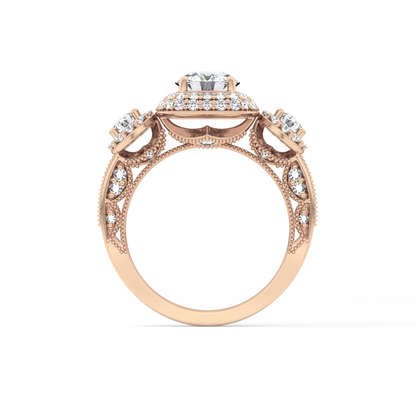 Round Cut Cluster Lab Grown Diamond Engagement Ring