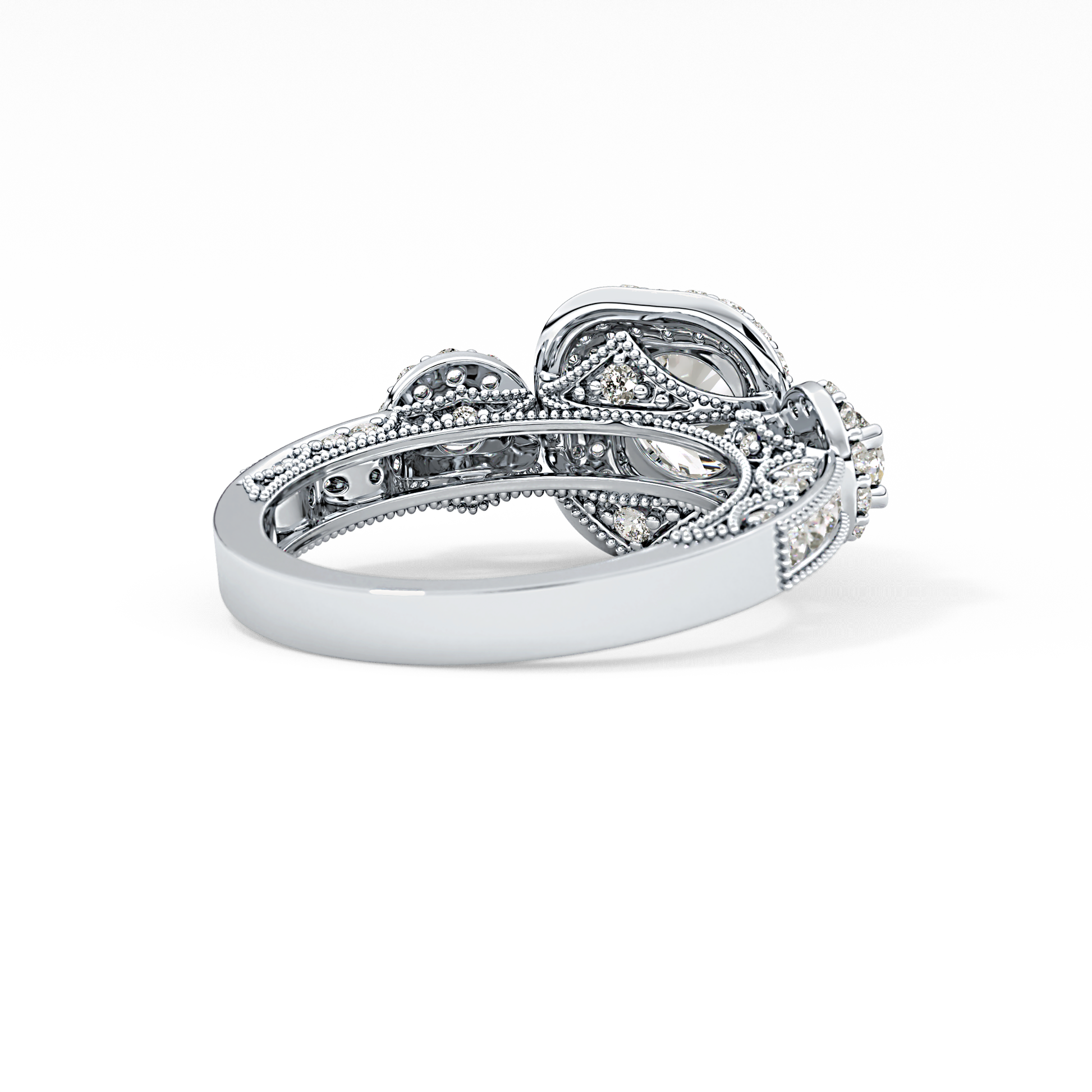 Round Cut Cluster Lab Grown Diamond Engagement Ring