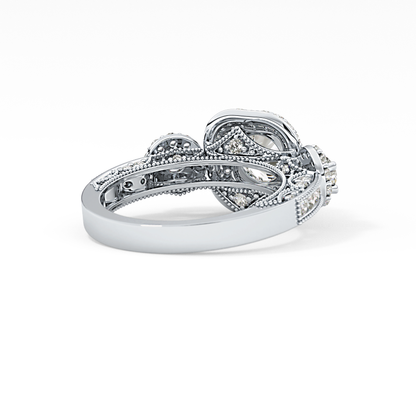 Round Cut Cluster Lab Grown Diamond Engagement Ring