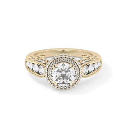 Round Halo & Pave Lab Grown Diamond Engagement Ring