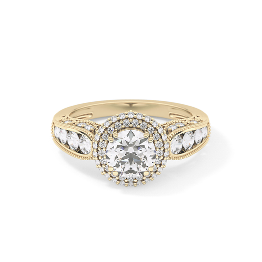 Round Halo & Pave Lab Grown Diamond Engagement Ring