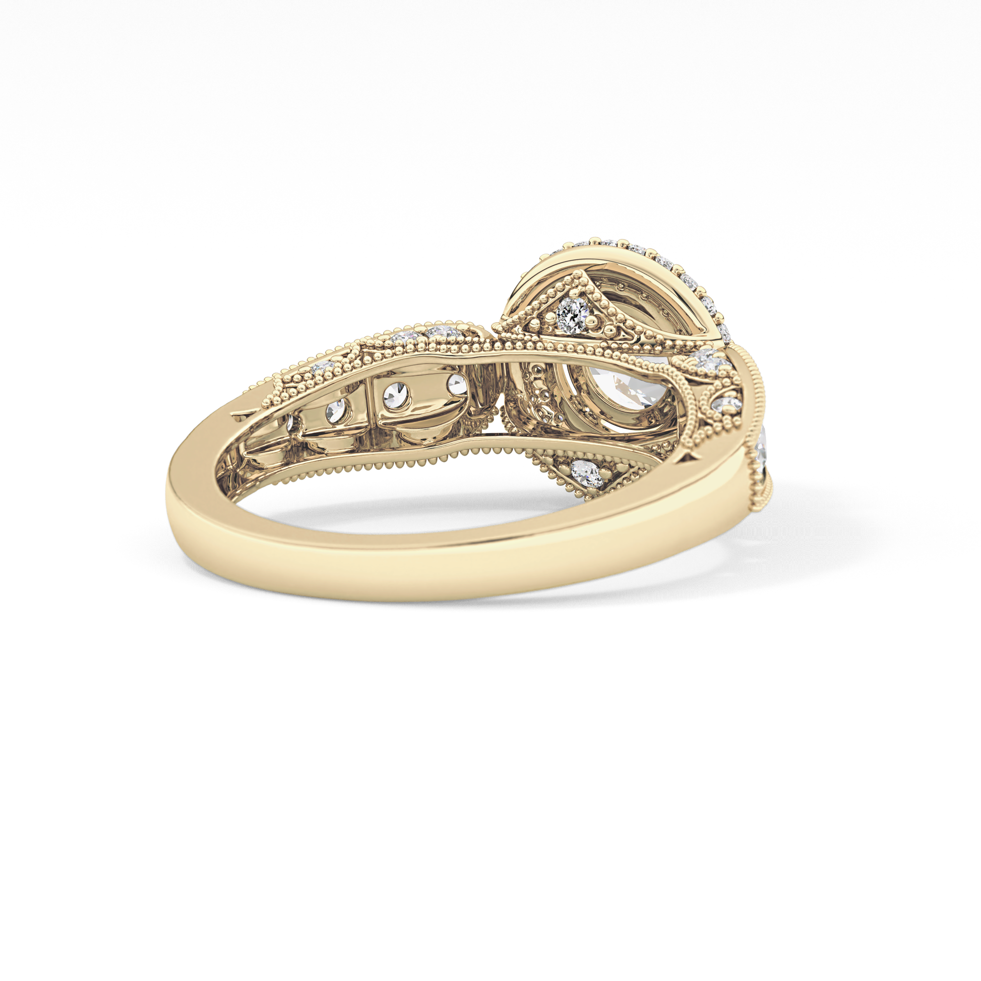 Round Halo & Pave Lab Grown Diamond Engagement Ring
