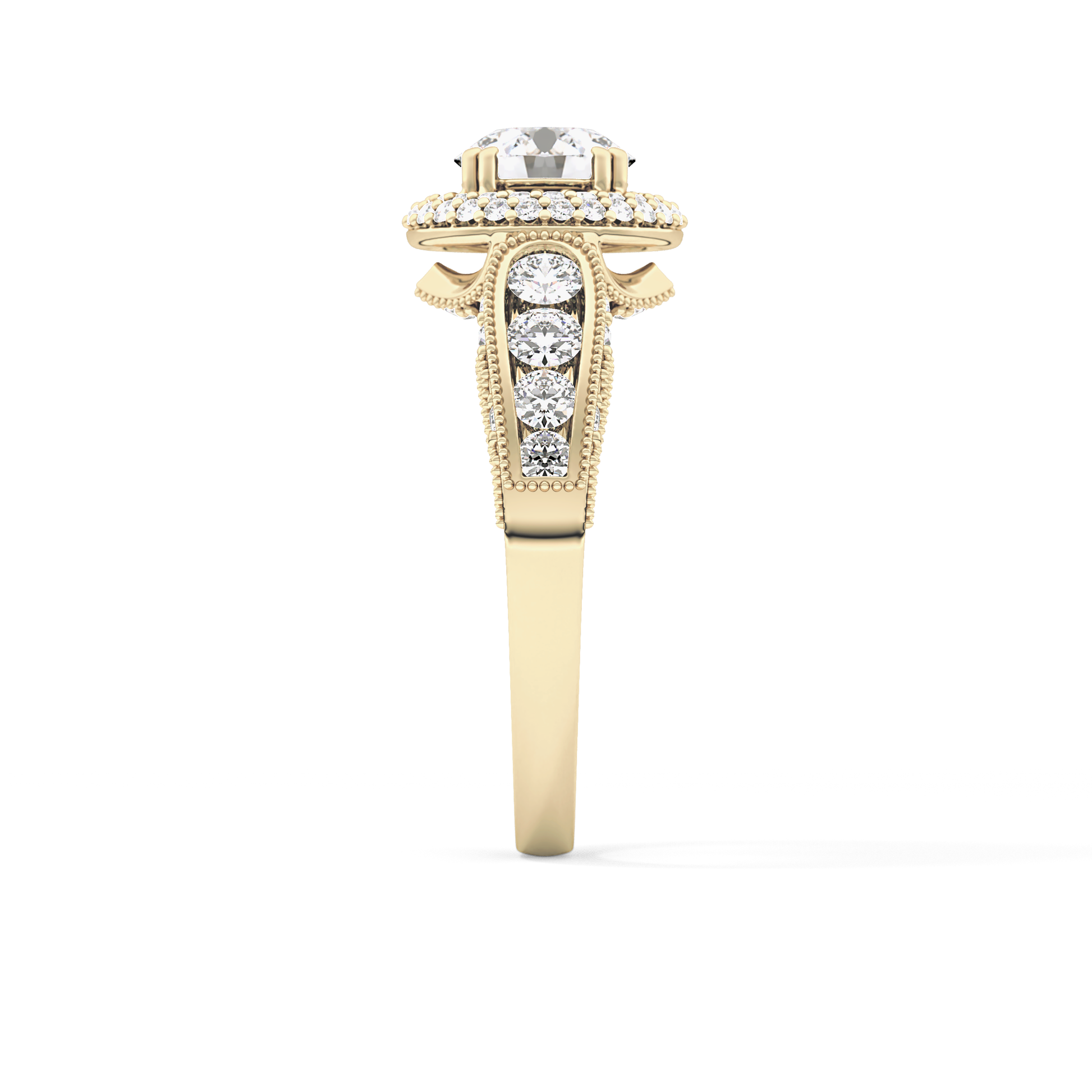 Round Halo & Pave Lab Grown Diamond Engagement Ring
