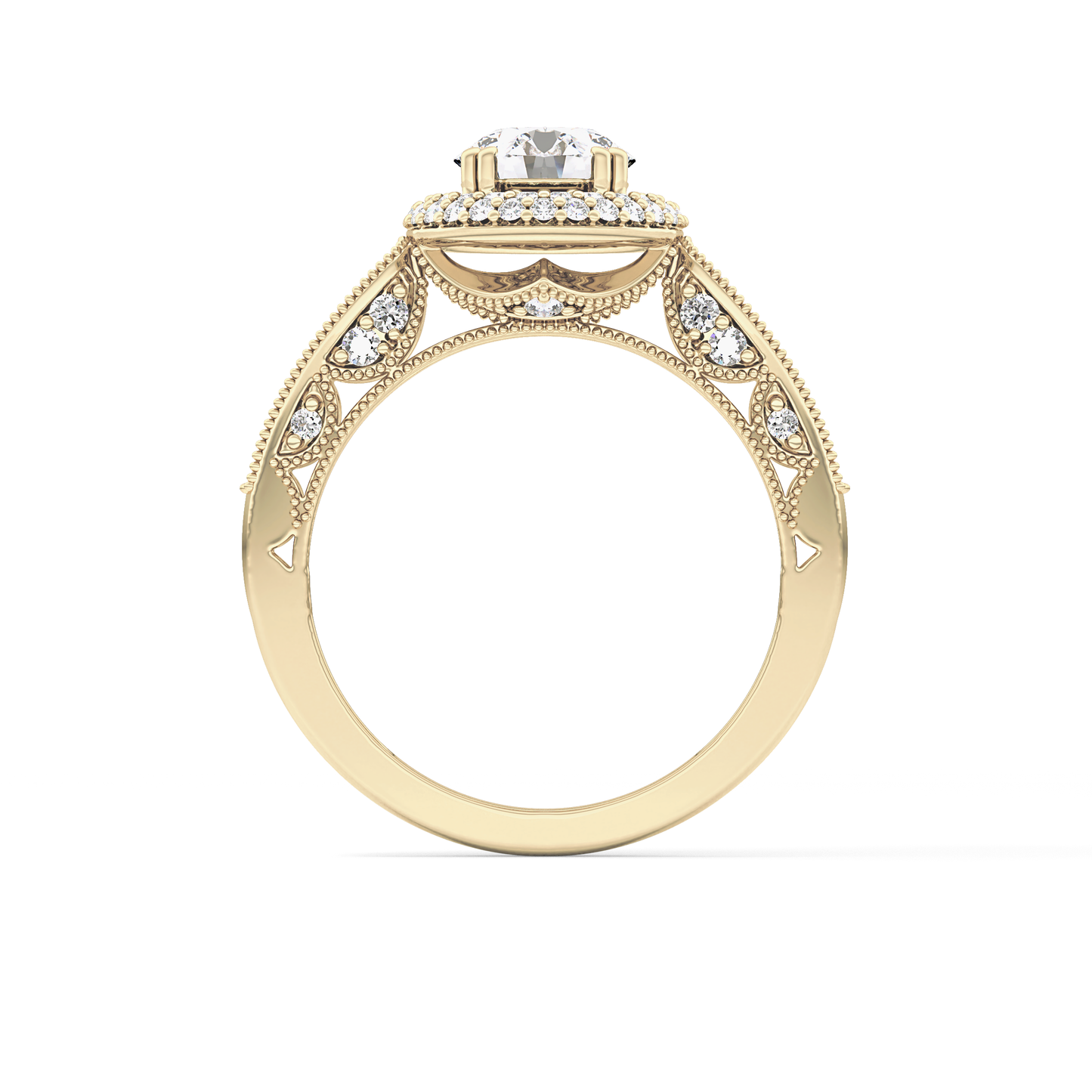 Round Halo & Pave Lab Grown Diamond Engagement Ring
