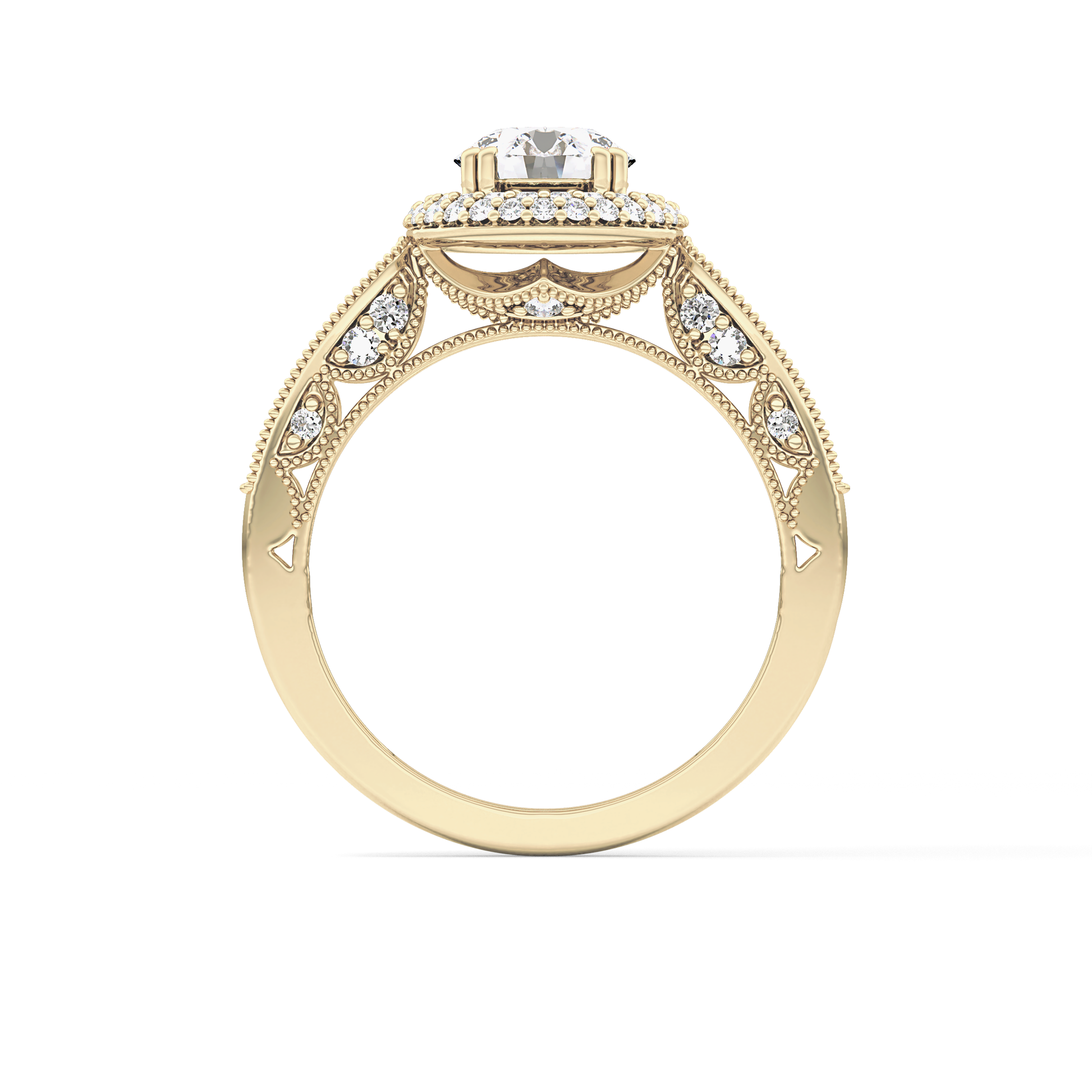 Round Halo & Pave Lab Grown Diamond Engagement Ring