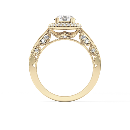 Round Halo & Pave Lab Grown Diamond Engagement Ring