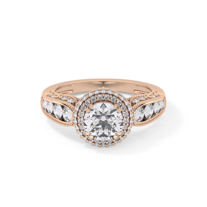 Round Halo & Pave Lab Grown Diamond Engagement Ring