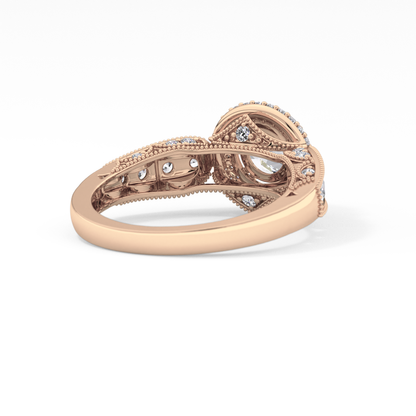 Round Halo & Pave Lab Grown Diamond Engagement Ring