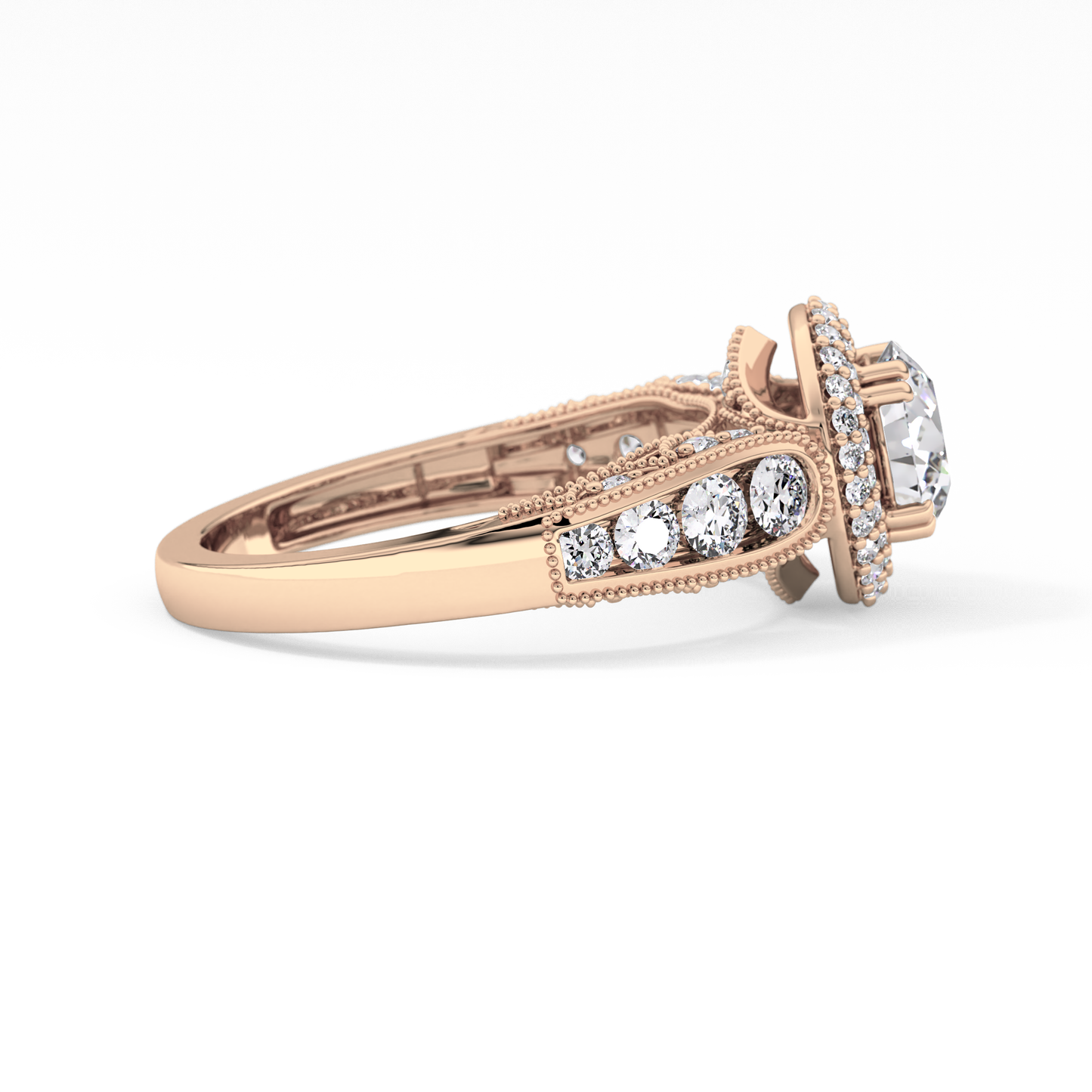Round Halo & Pave Lab Grown Diamond Engagement Ring
