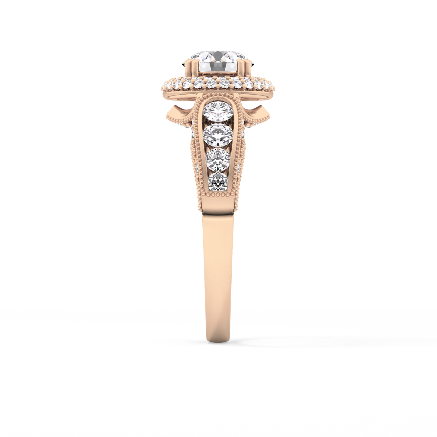 Round Halo & Pave Lab Grown Diamond Engagement Ring