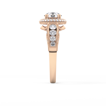 Round Halo & Pave Lab Grown Diamond Engagement Ring