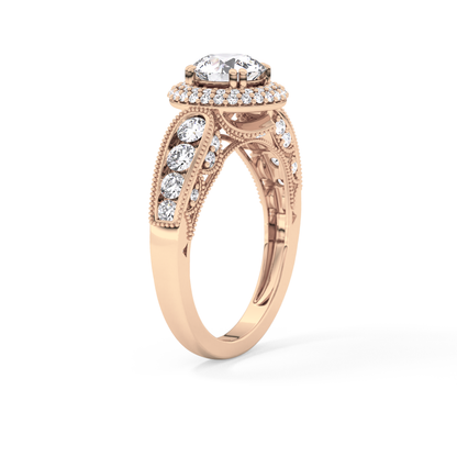 Round Halo & Pave Lab Grown Diamond Engagement Ring