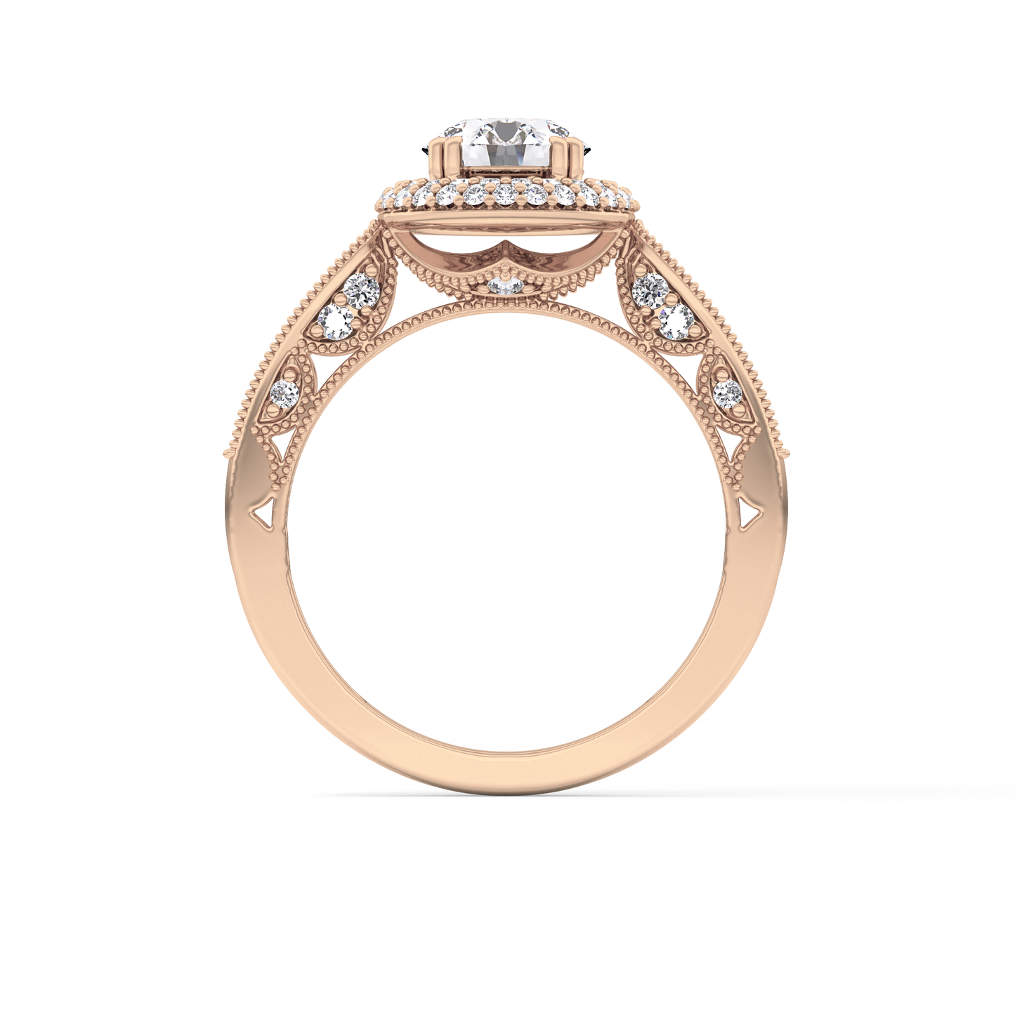 Round Halo & Pave Lab Grown Diamond Engagement Ring