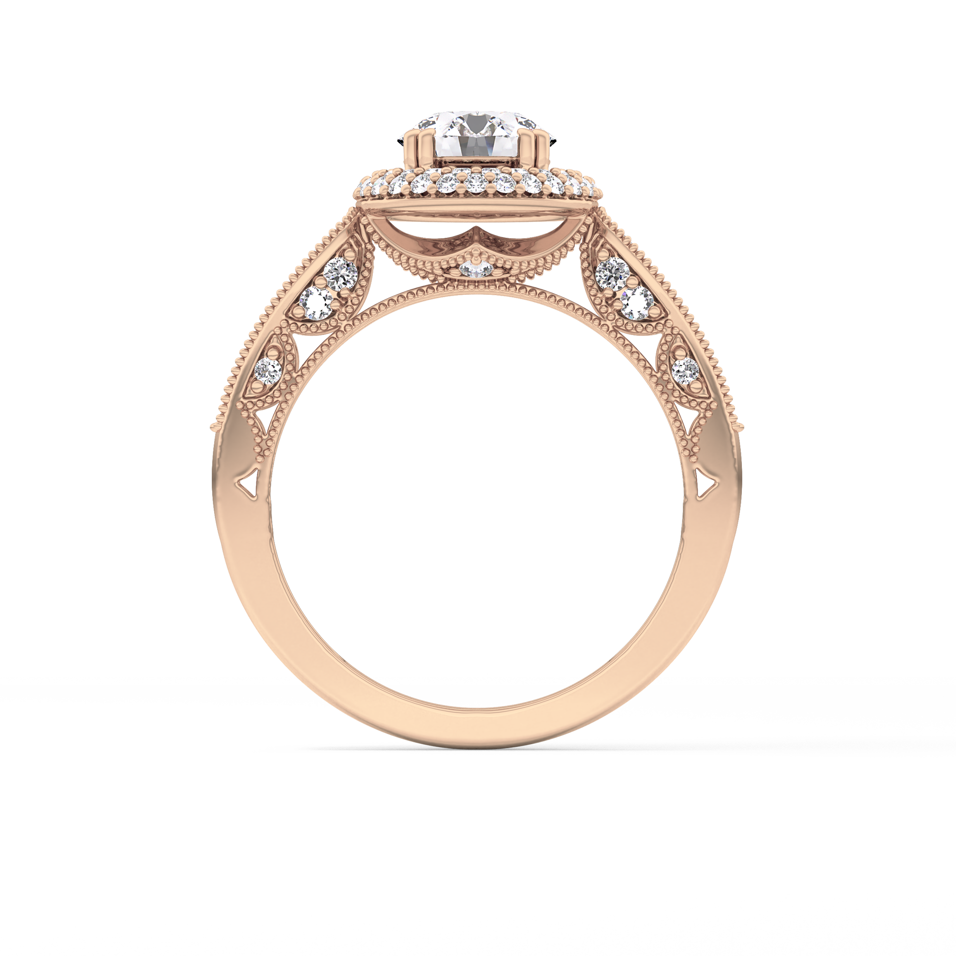Round Halo & Pave Lab Grown Diamond Engagement Ring