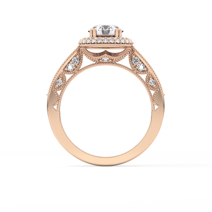 Round Halo & Pave Lab Grown Diamond Engagement Ring