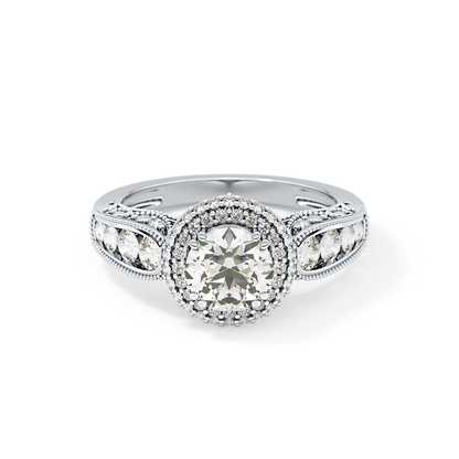 Round Halo & Pave Lab Grown Diamond Engagement Ring