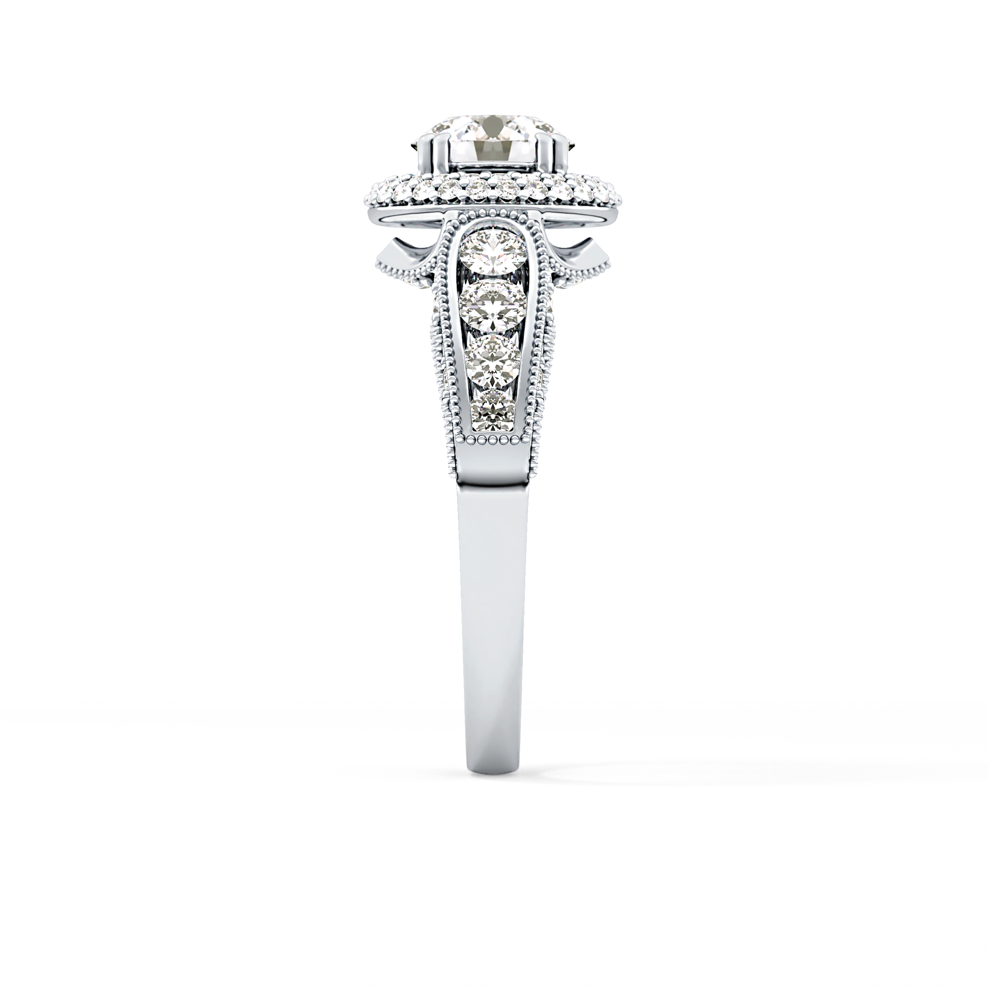 Round Halo & Pave Lab Grown Diamond Engagement Ring