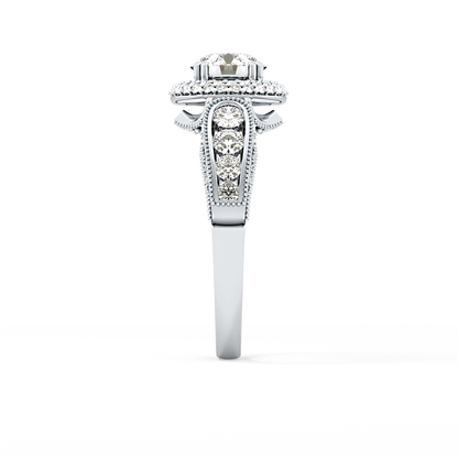 Round Halo & Pave Lab Grown Diamond Engagement Ring