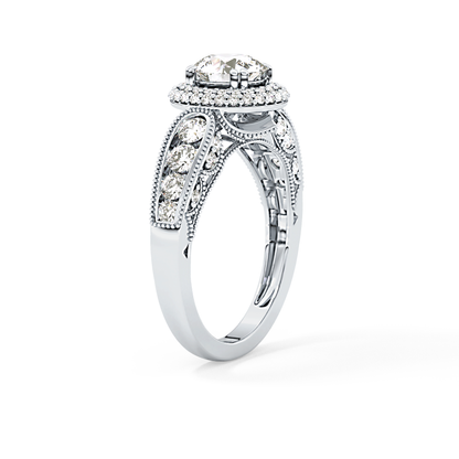 Round Halo & Pave Lab Grown Diamond Engagement Ring