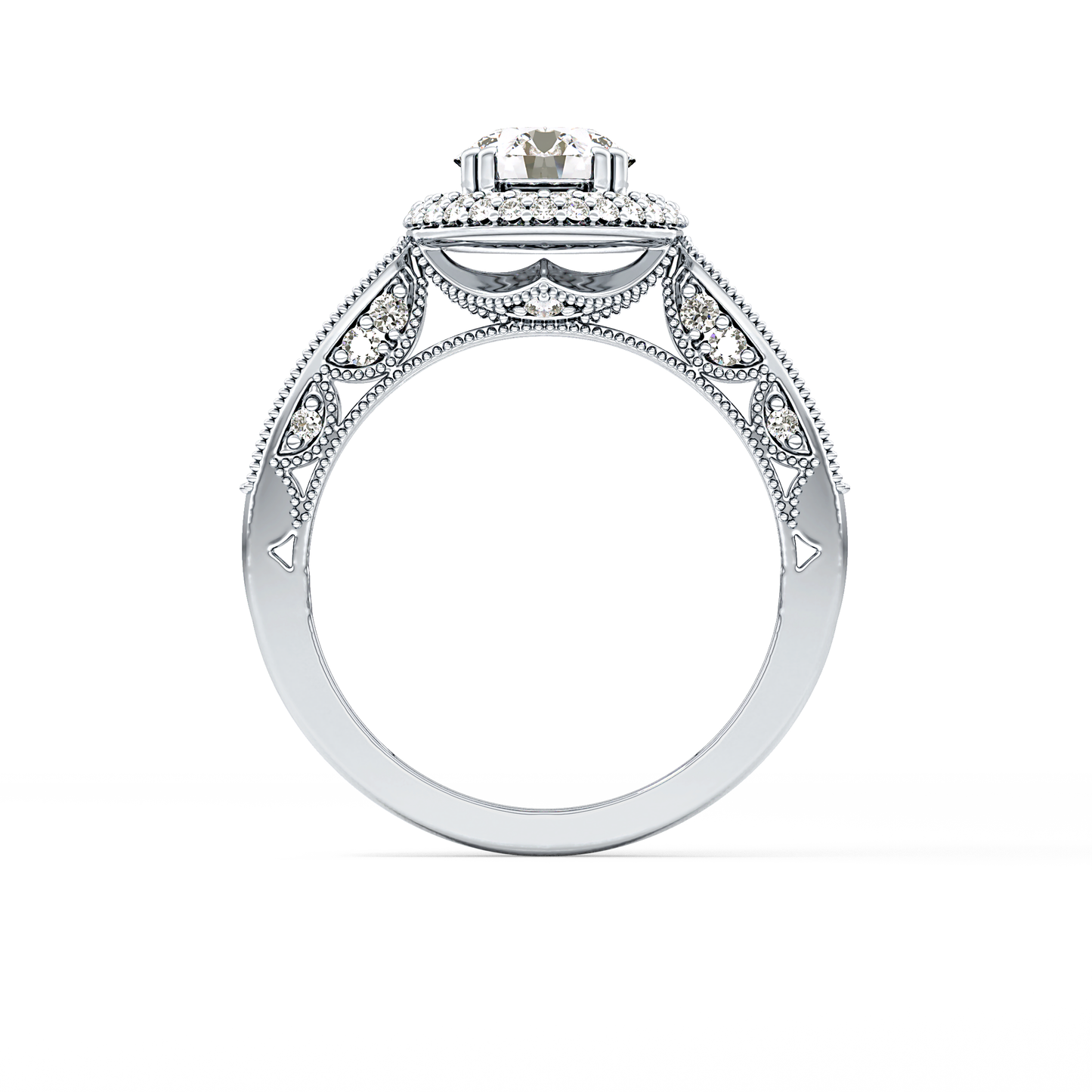 Round Halo & Pave Lab Grown Diamond Engagement Ring