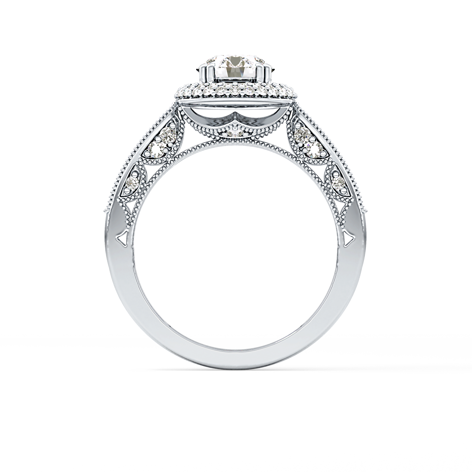 Round Halo & Pave Lab Grown Diamond Engagement Ring