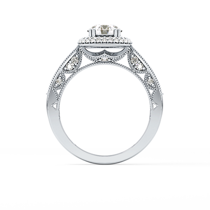 Round Halo & Pave Lab Grown Diamond Engagement Ring