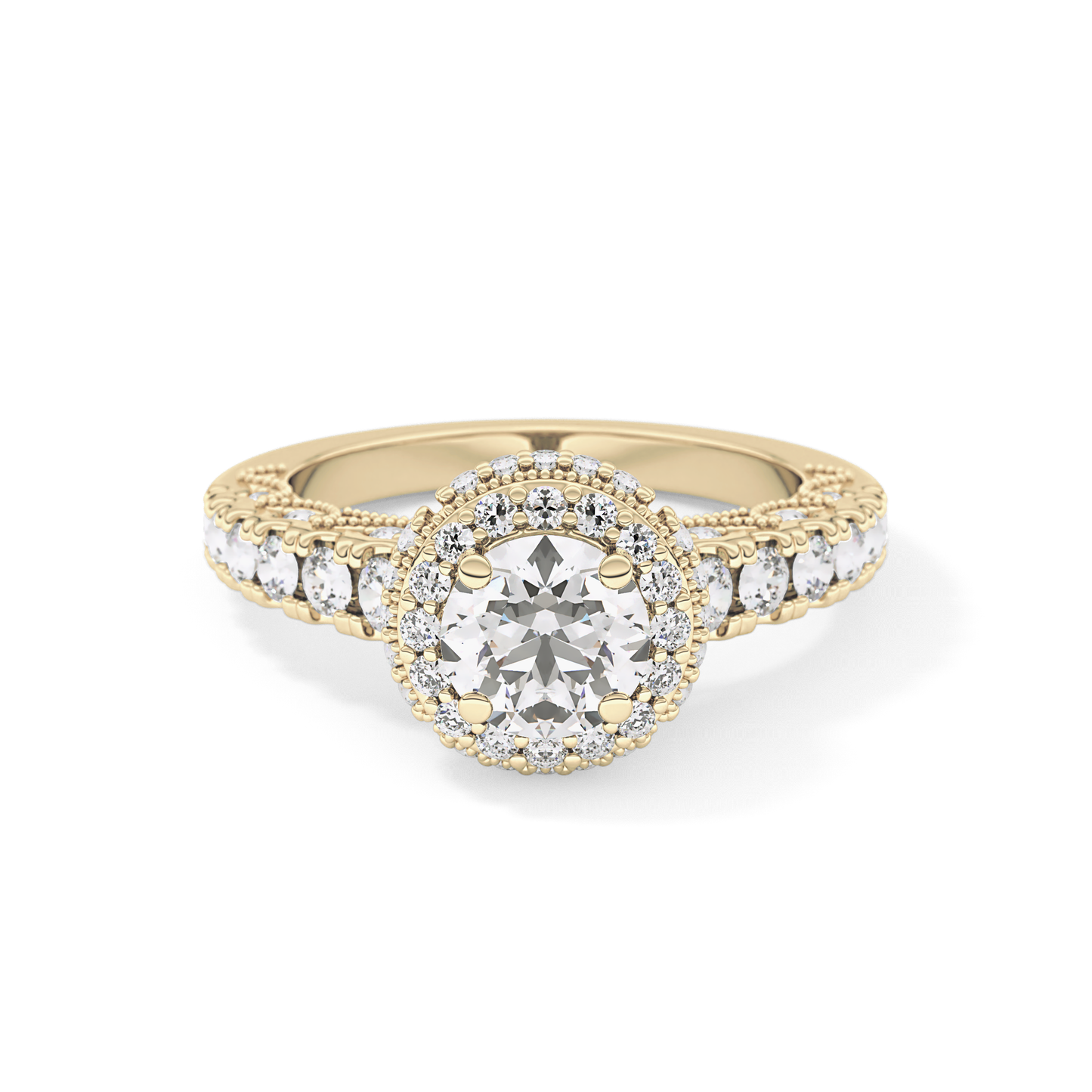 Round Halo & Pave Lab Grown Diamond Engagement Ring