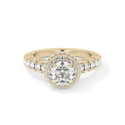 Round Halo & Pave Lab Grown Diamond Engagement Ring