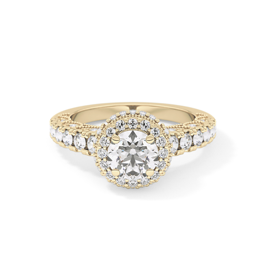 Round Halo & Pave Lab Grown Diamond Engagement Ring
