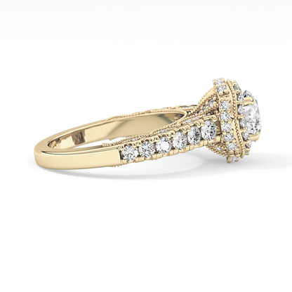 Round Halo & Pave Lab Grown Diamond Engagement Ring