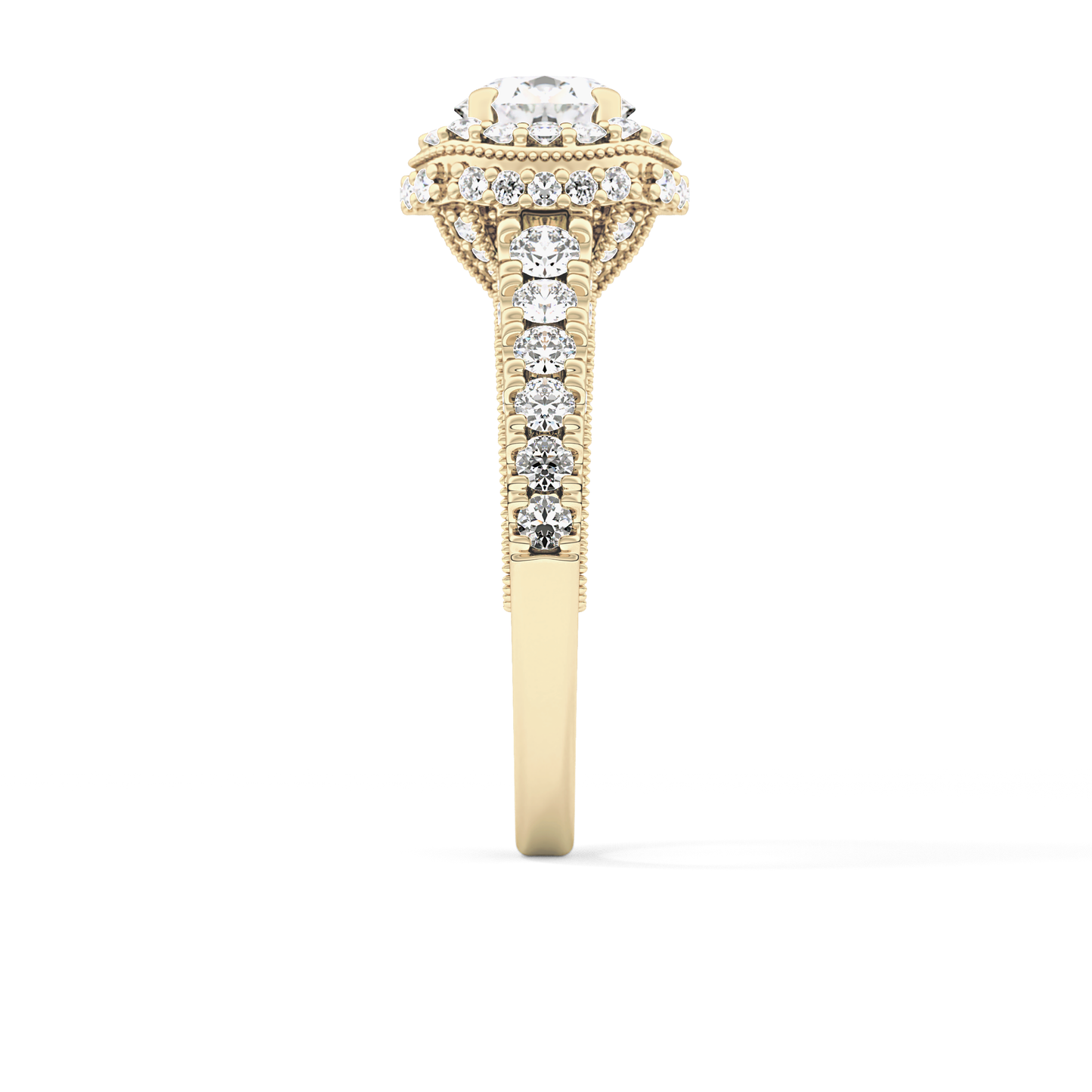 Round Halo & Pave Lab Grown Diamond Engagement Ring