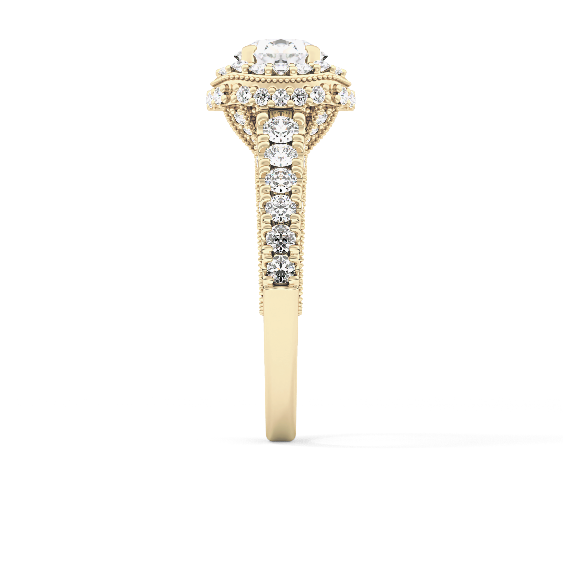 Round Halo & Pave Lab Grown Diamond Engagement Ring