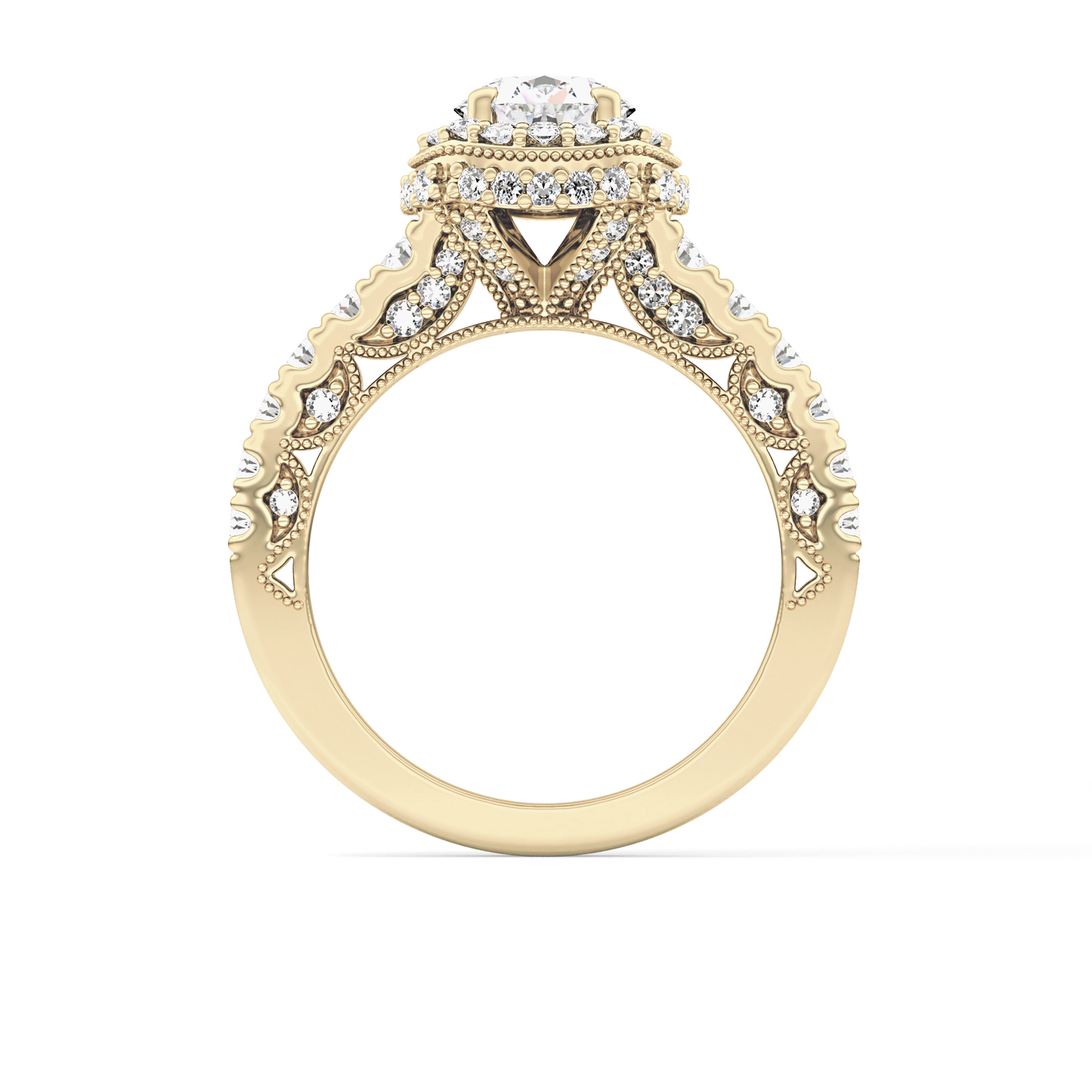 Round Halo & Pave Lab Grown Diamond Engagement Ring