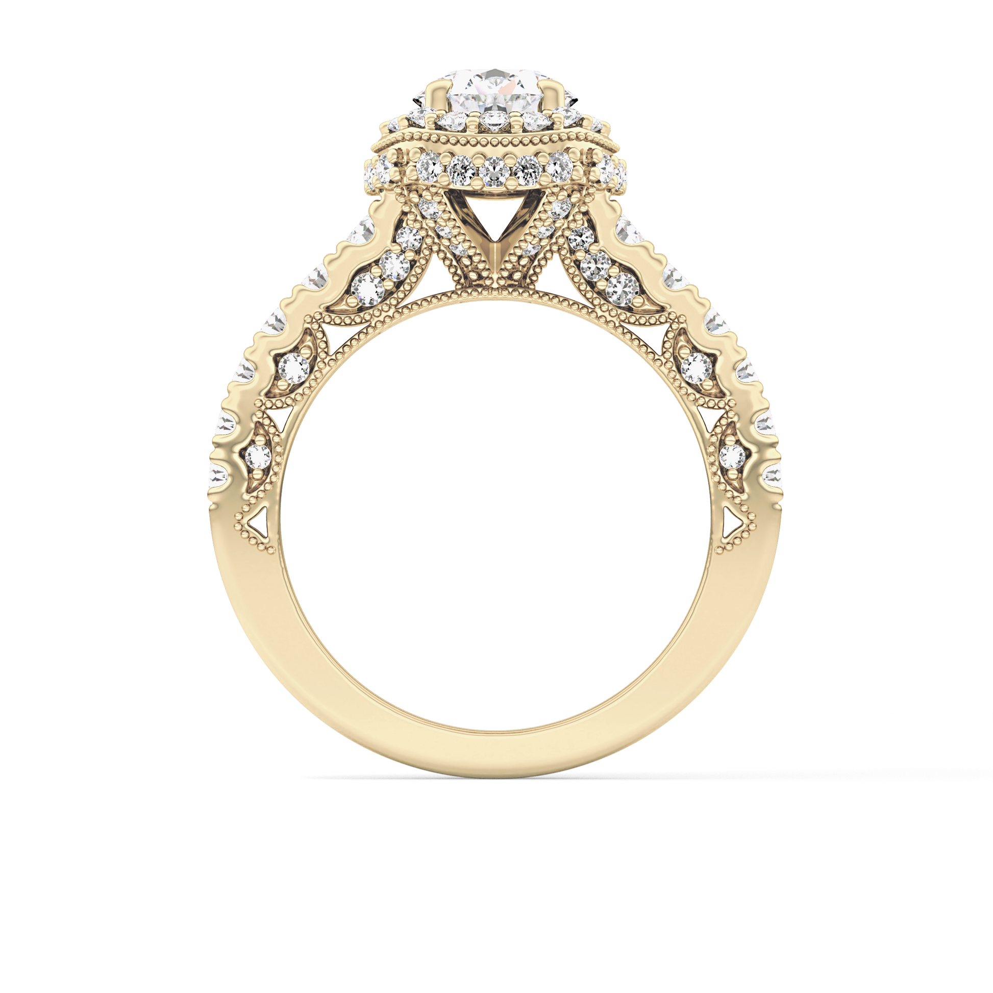 Round Halo & Pave Lab Grown Diamond Engagement Ring